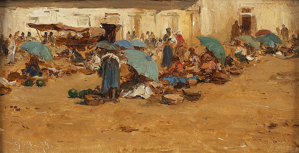 Mercato ungherese con ombrelloni blu - Österreichische Galerie Belvedere, Vienna